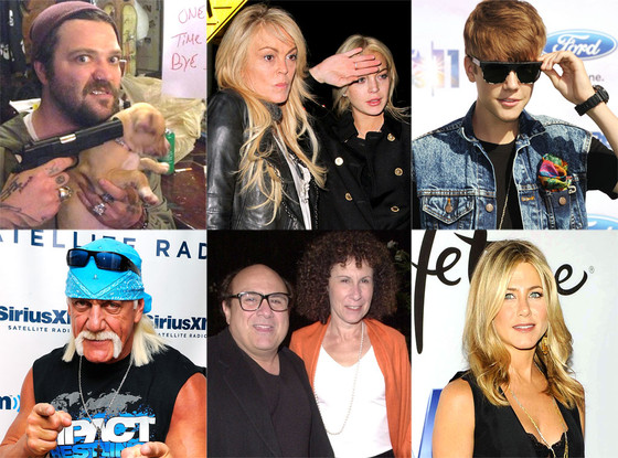 Justin Bieber, Hulk Hogan, Lindsay Lohan, Dina Lohan, Bam Margera, Jennifer Aniston, Danny DeVito, Rhea Perlman Justin Bieber, Hulk Hogan, Lindsay Lohan, Dina Lohan, Bam Margera, Jennifer Aniston, Danny DeVito, Rhea Perlman